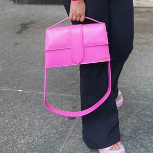 RARE Jacquemus Le Bambinou PINK leather Envelope Tote Bag 10/10 good as new